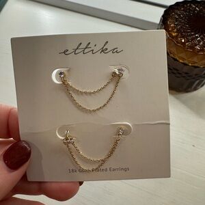 Ettika Double Piercing Chain Dangle Earrings